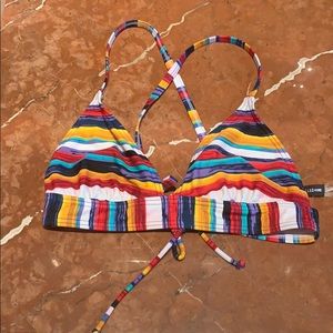 Multicolored striped bikini top NWOT